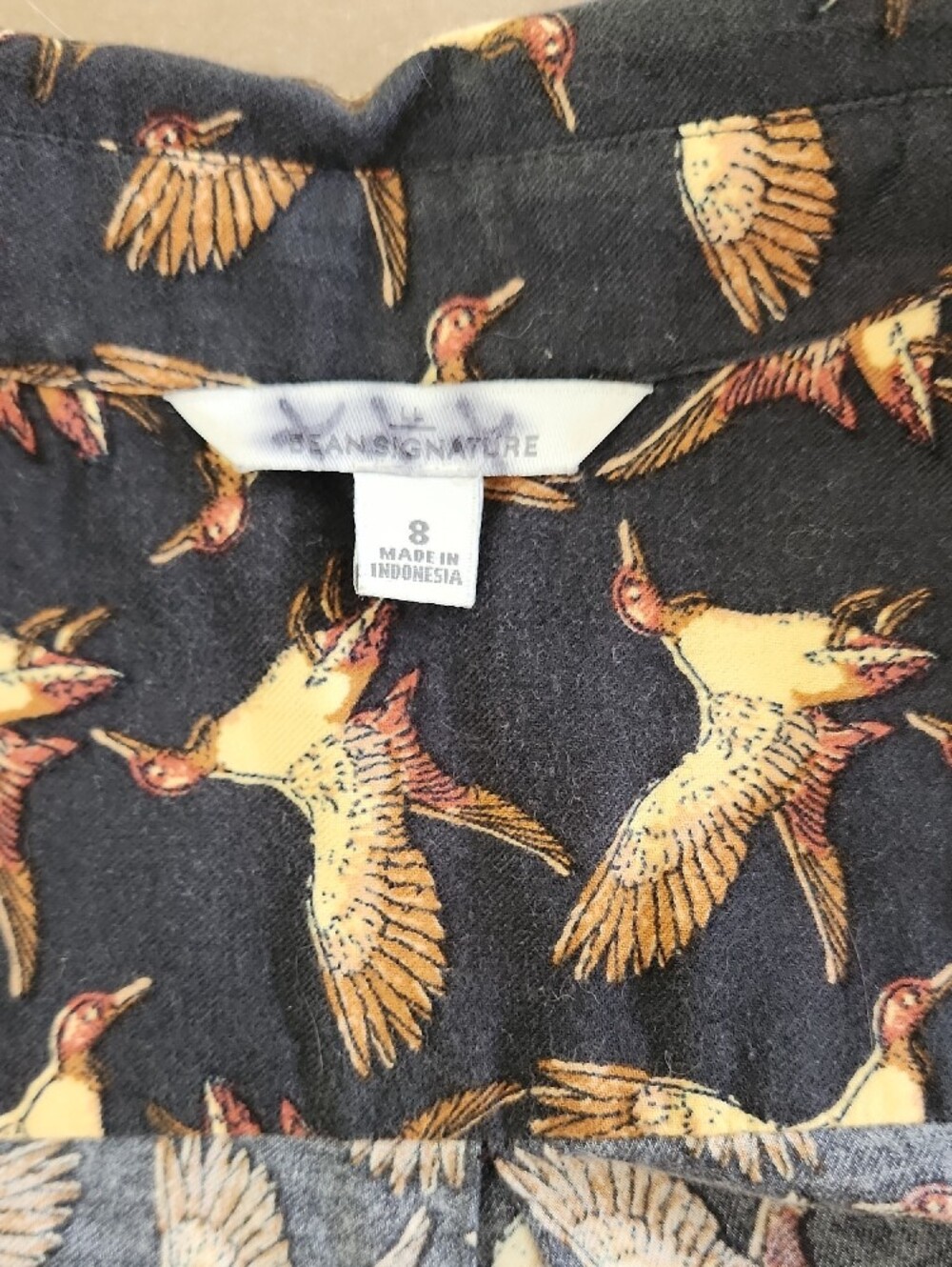 LLBean Lightweight Brushed Flannel Duck Bird Animal Print Button-Up Shirt - Picture 5 of 9